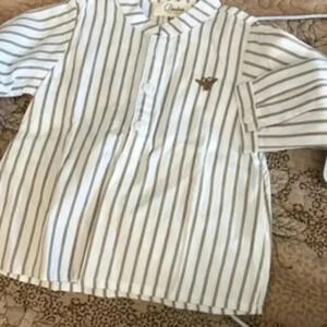 Dadati White Stripe Infant Top with Bee